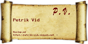 Petrik Vid névjegykártya